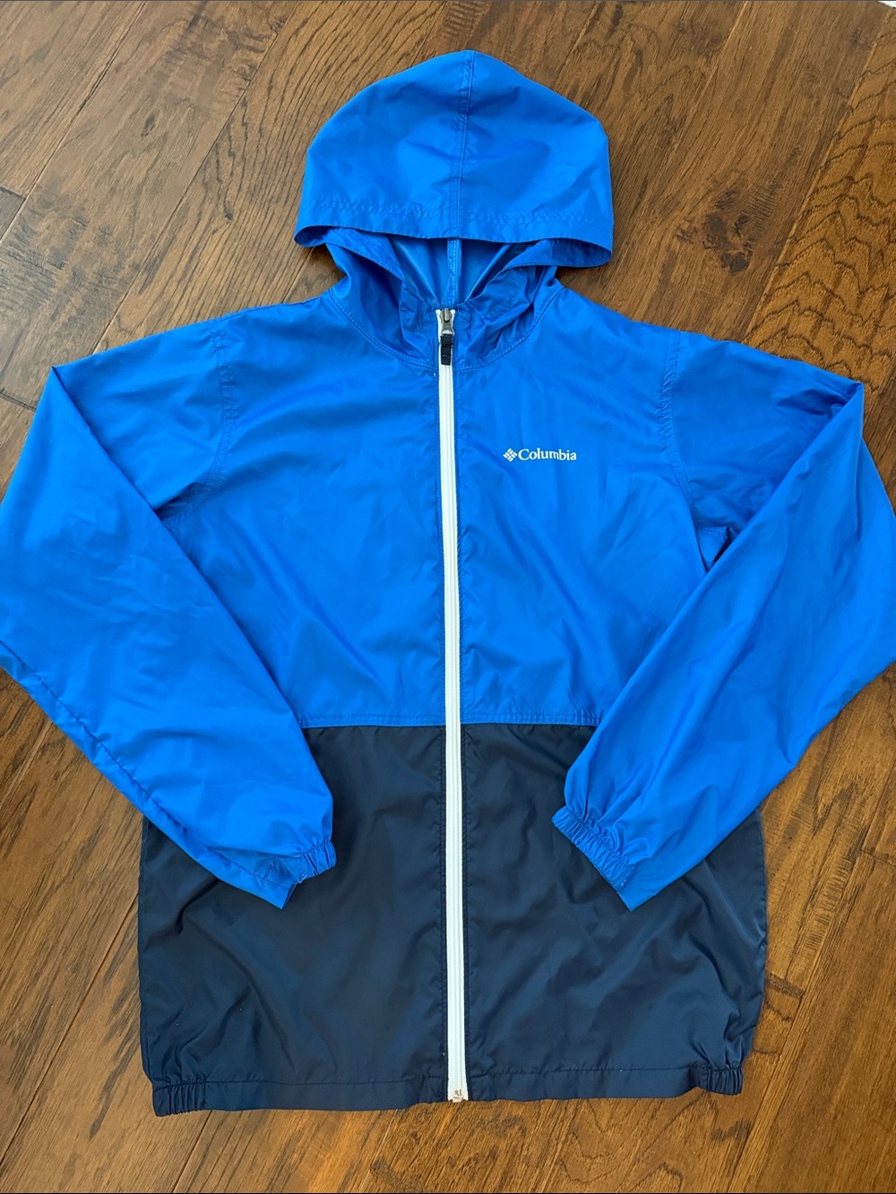 Columbia Blue and Navy Hooded Windbreaker Jacket
